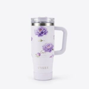 تراول ماگ 900 میل گلدار بنفش UYLEE