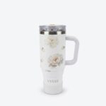 تراول ماگ 1200 میل گلدار سفید UYLEE