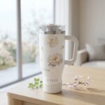 تراول ماگ 1200 میل گلدار سفید UYLEE - Image 4