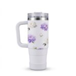 تراول ماگ 900 میل گلدار بنفش UYLEE - Image 2